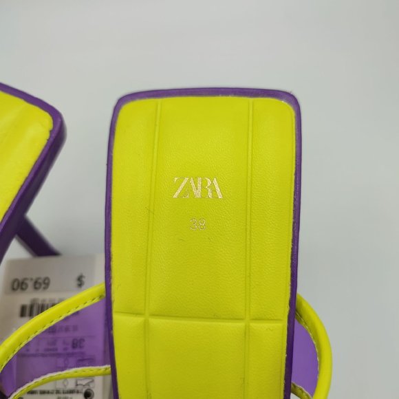 Zara Two-Tone Yellow and Purple Heels - Picture 12 of 14